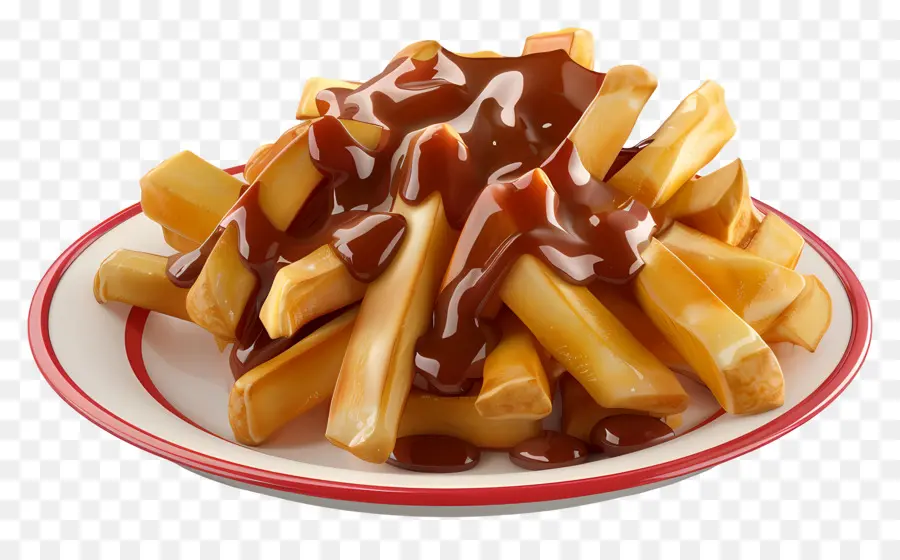 Poutine，Batatas Fritas Com Molho PNG