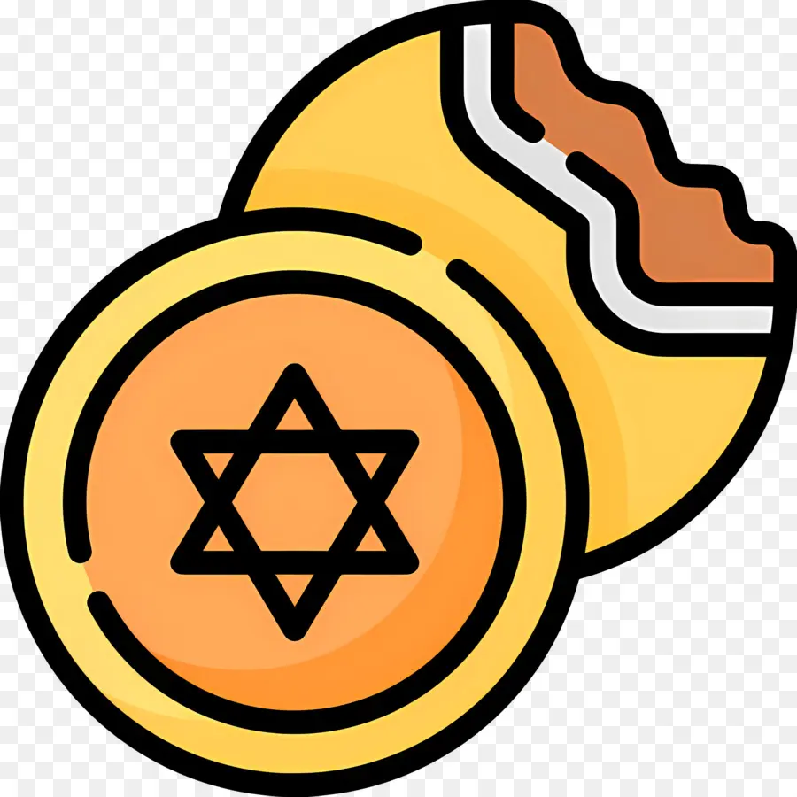 Hanukkah Gelt，Moeda Estrela De David Com Mordida PNG