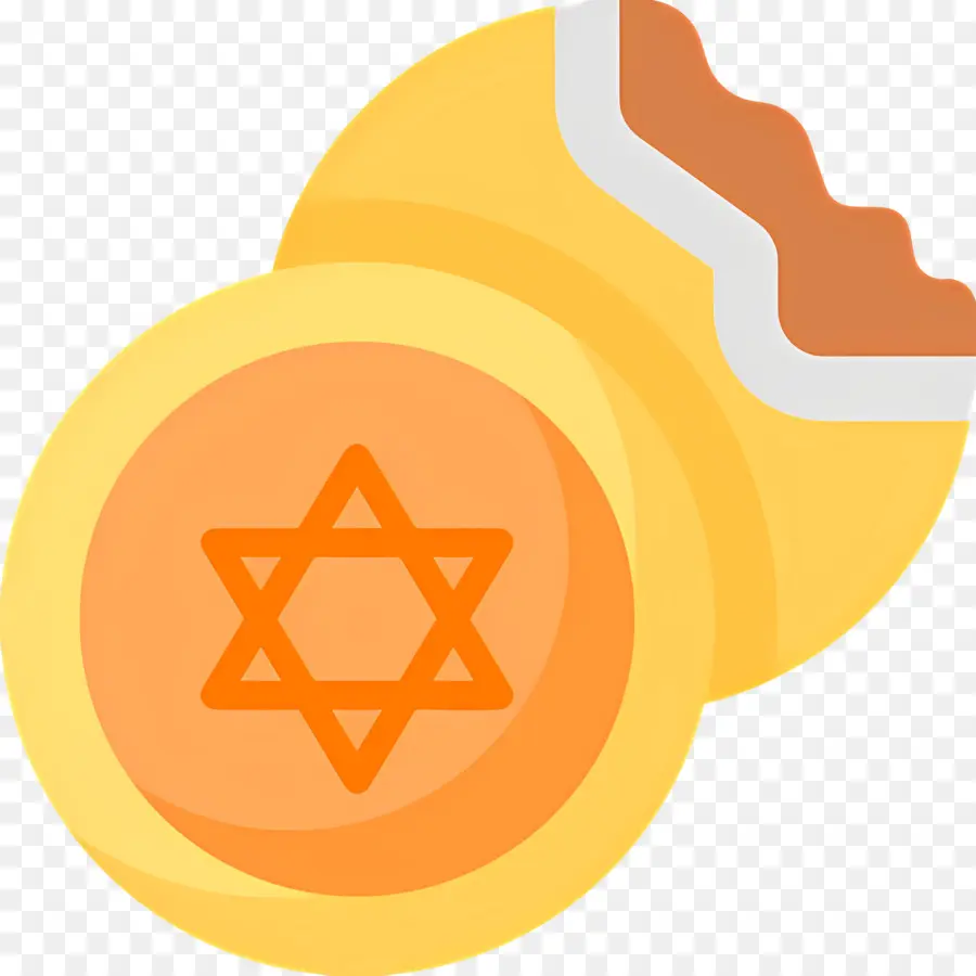 Hanukkah Gelt，Moeda Estrela De David Com Mordida PNG