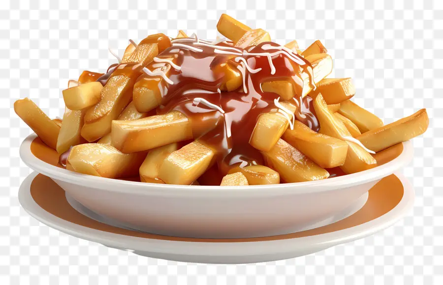 Poutine，Batatas Fritas Com Molho PNG