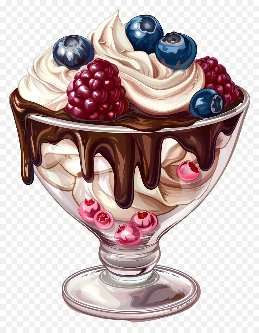 Sundae De Sorvete，Sundae De Frutas Vermelhas PNG