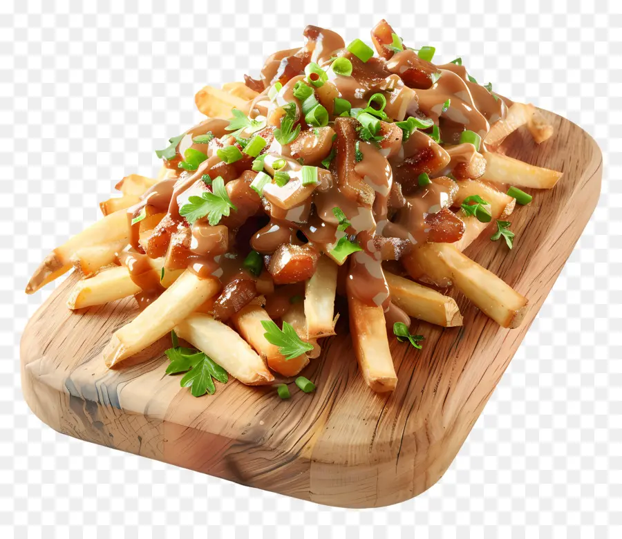 Poutine，Batatas Fritas Com Molho E Ervas PNG