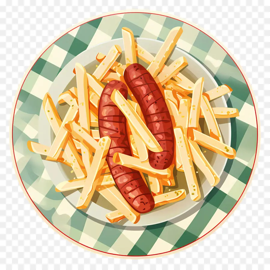 Salchipapa，Salsichas E Batatas Fritas PNG