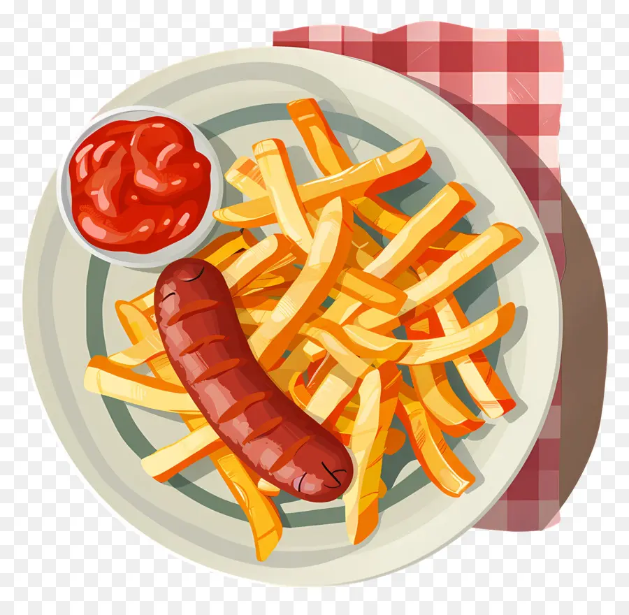 Salchipapa，Salsichas E Batatas Fritas PNG