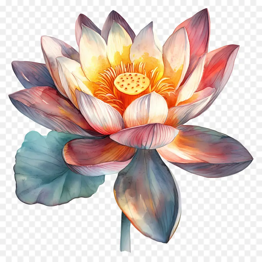 Aquarela Lótus，Lótus Rosa PNG