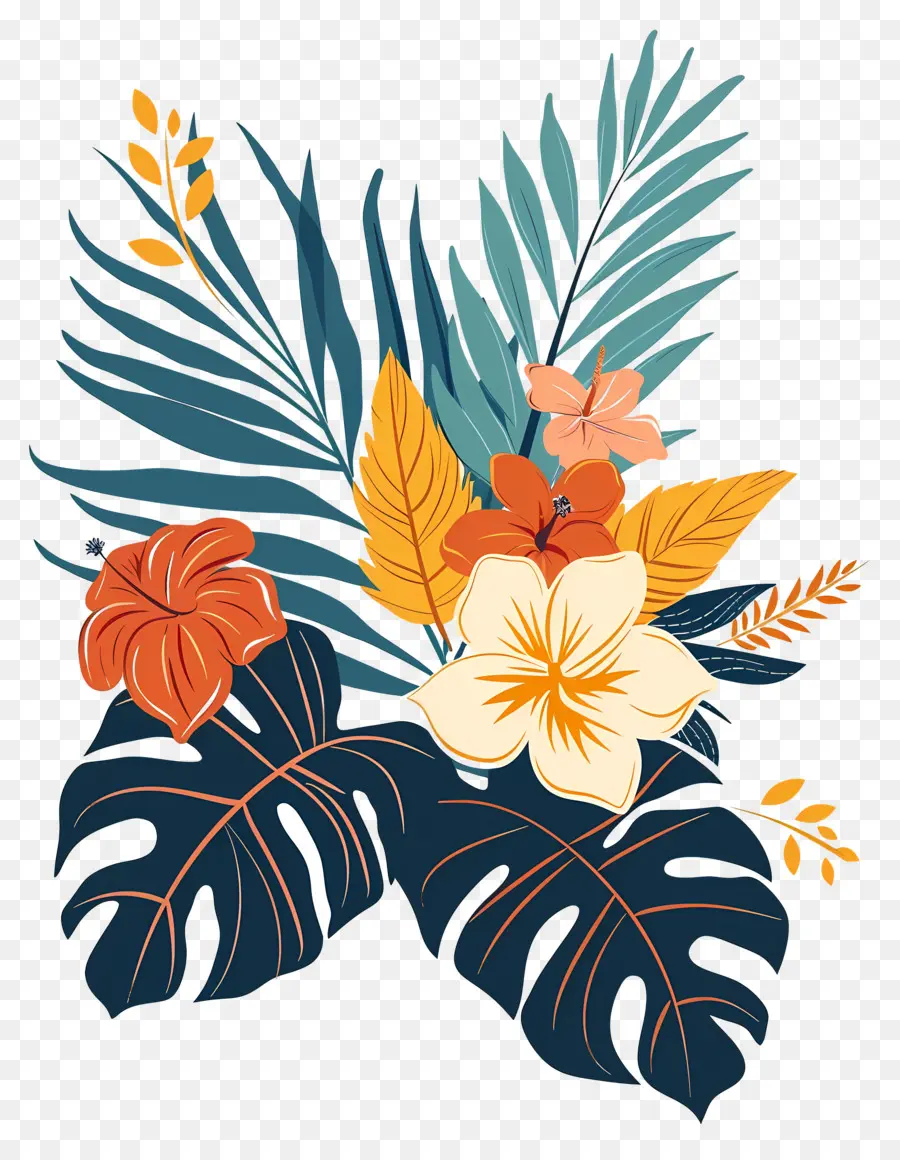 Flores Tropicais，Design Floral Tropical PNG