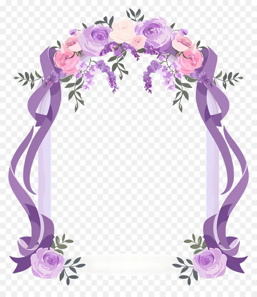 Arco De Casamento，Moldura Floral Roxa PNG