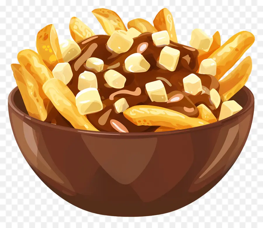 Poutine，Batatas Fritas Em Uma Tigela PNG