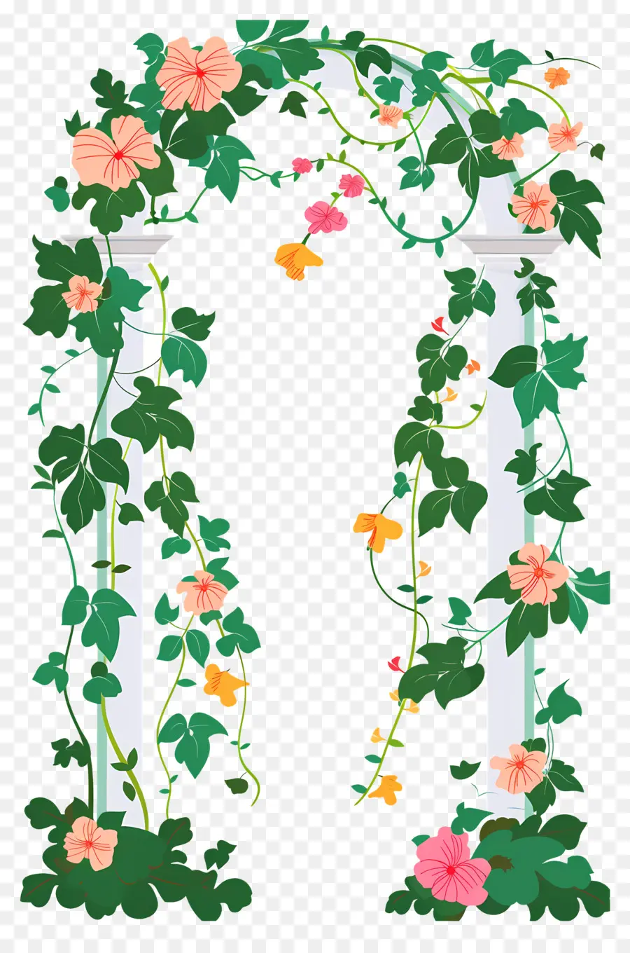 Arco De Flores，Arco Floral Com Flores Rosa E Laranja PNG