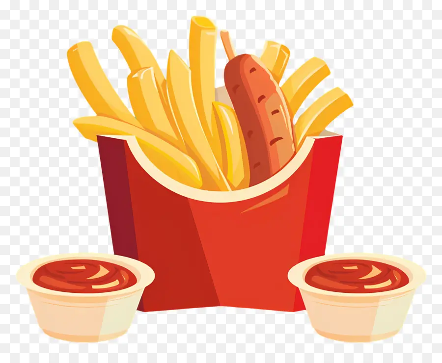 Salchipapa，Batatas Fritas E Salsicha PNG