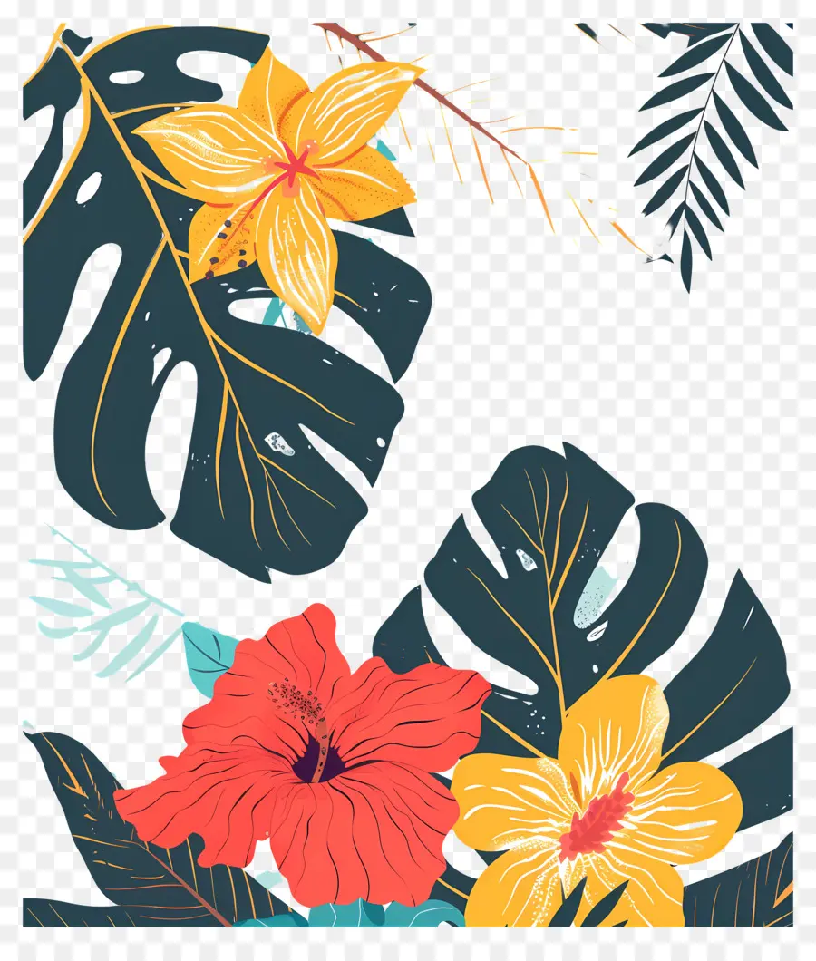 Flores Tropicais，Design Floral Tropical PNG