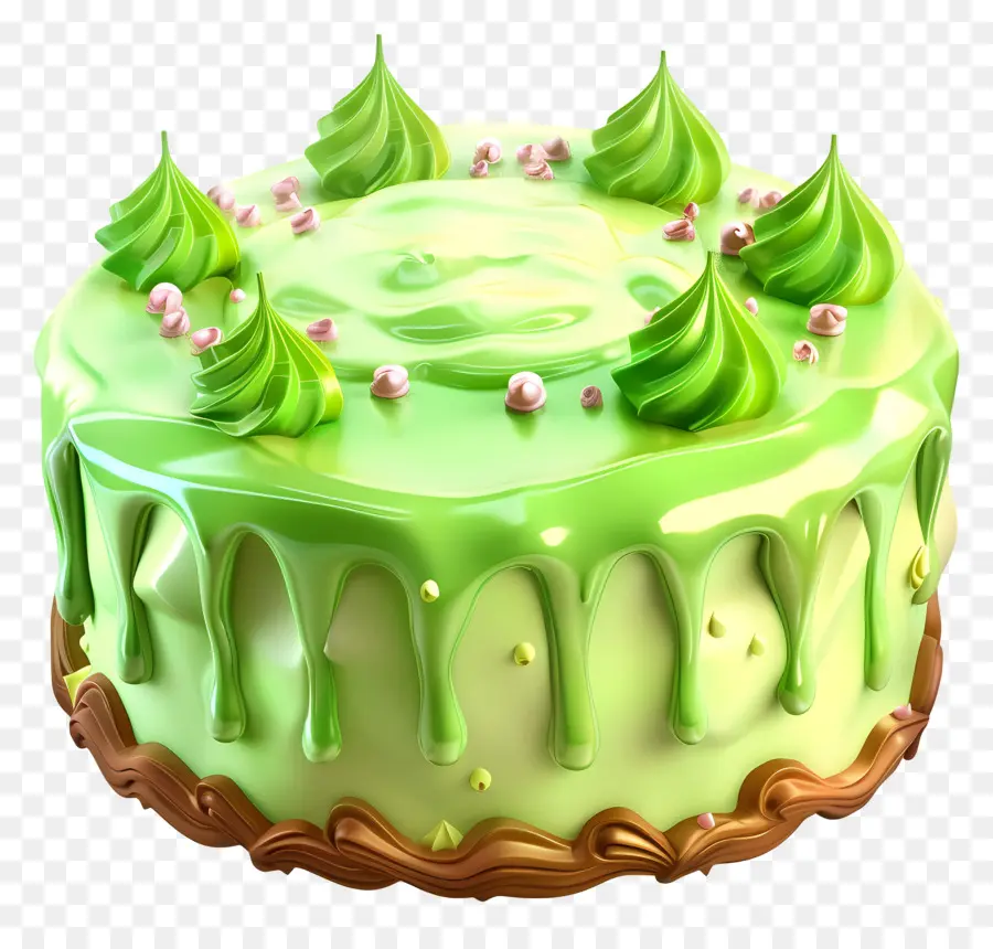 Bolo 3d，Bolo De Gotejamento Verde PNG