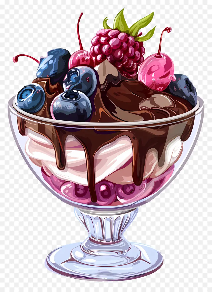 Sundae De Sorvete，Sundae De Frutas Vermelhas PNG