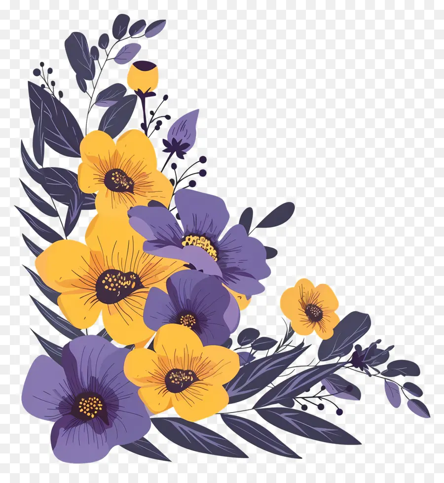 Canto Das Flores，Arranjo Floral Roxo E Amarelo PNG