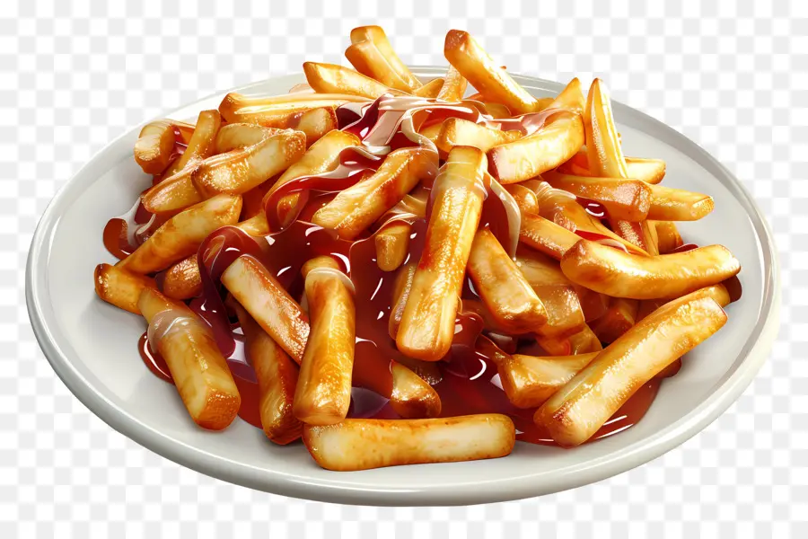 Poutine，Batatas Fritas Com Molho PNG