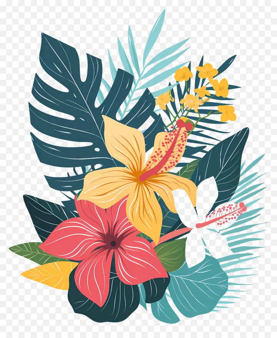 Flores Tropicais，Design Floral Tropical PNG