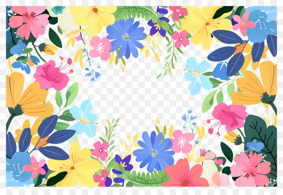 Moldura Floral，Moldura Floral Colorida PNG