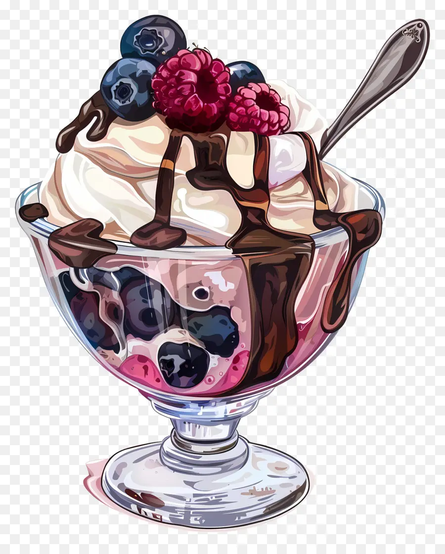 Sundae De Sorvete，Sundae De Frutas Vermelhas PNG