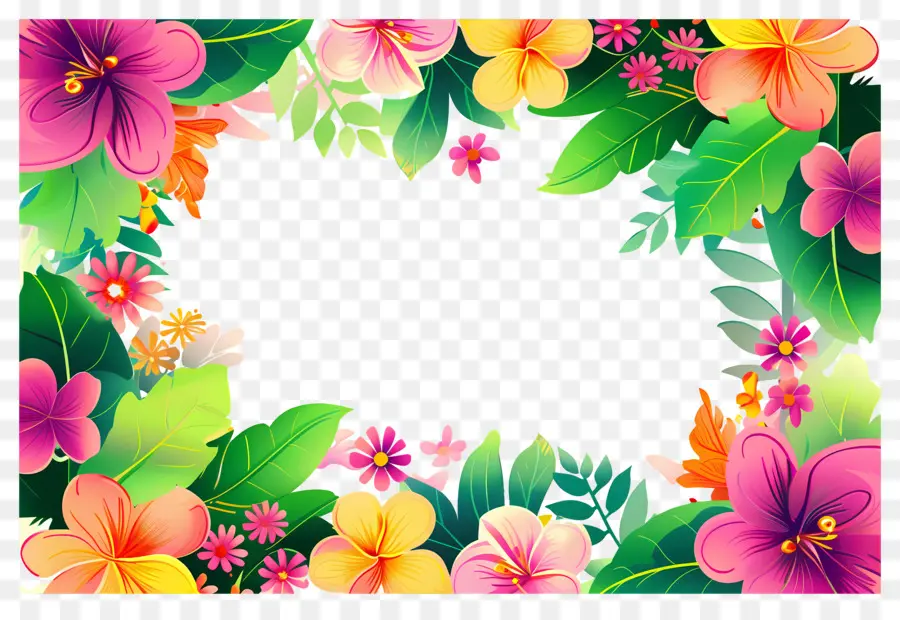 Moldura Floral，Moldura Floral Colorida PNG