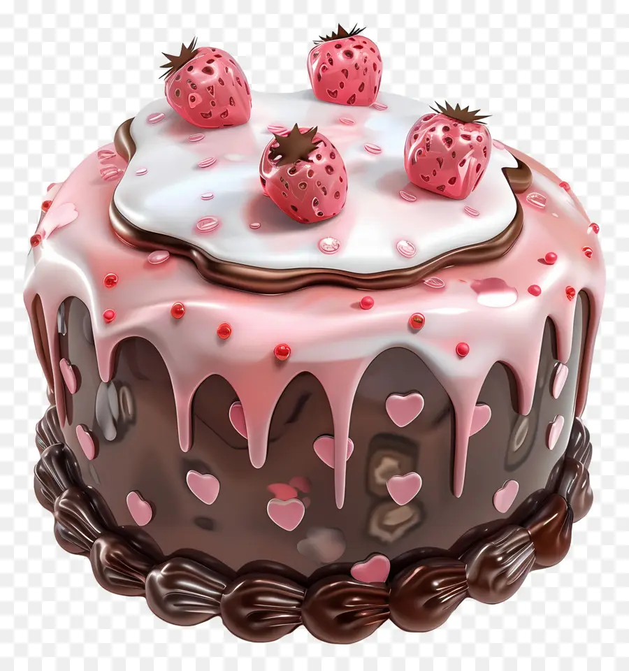 Bolo 3d，Bolo De Chocolate Rosa PNG