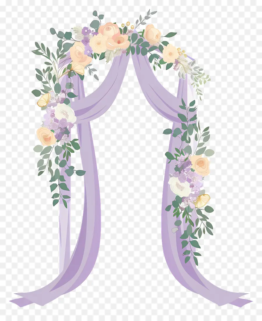 Arco De Casamento，Arco Floral Com Cortinas PNG