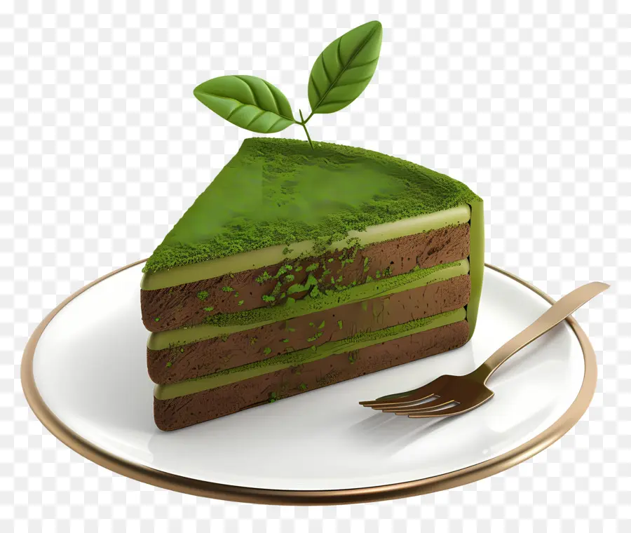 Bolo 3d，Fatia De Bolo De Chocolate Verde PNG