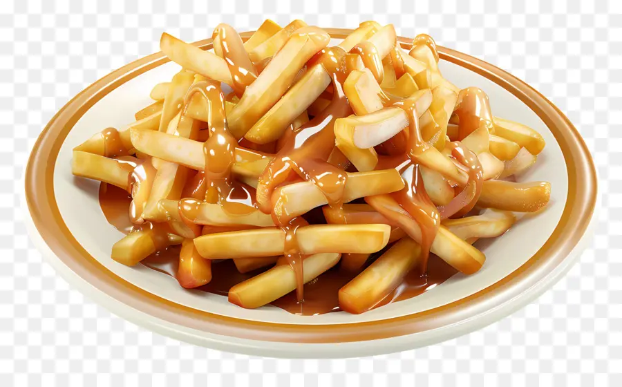 Poutine，Batatas Fritas Com Molho PNG