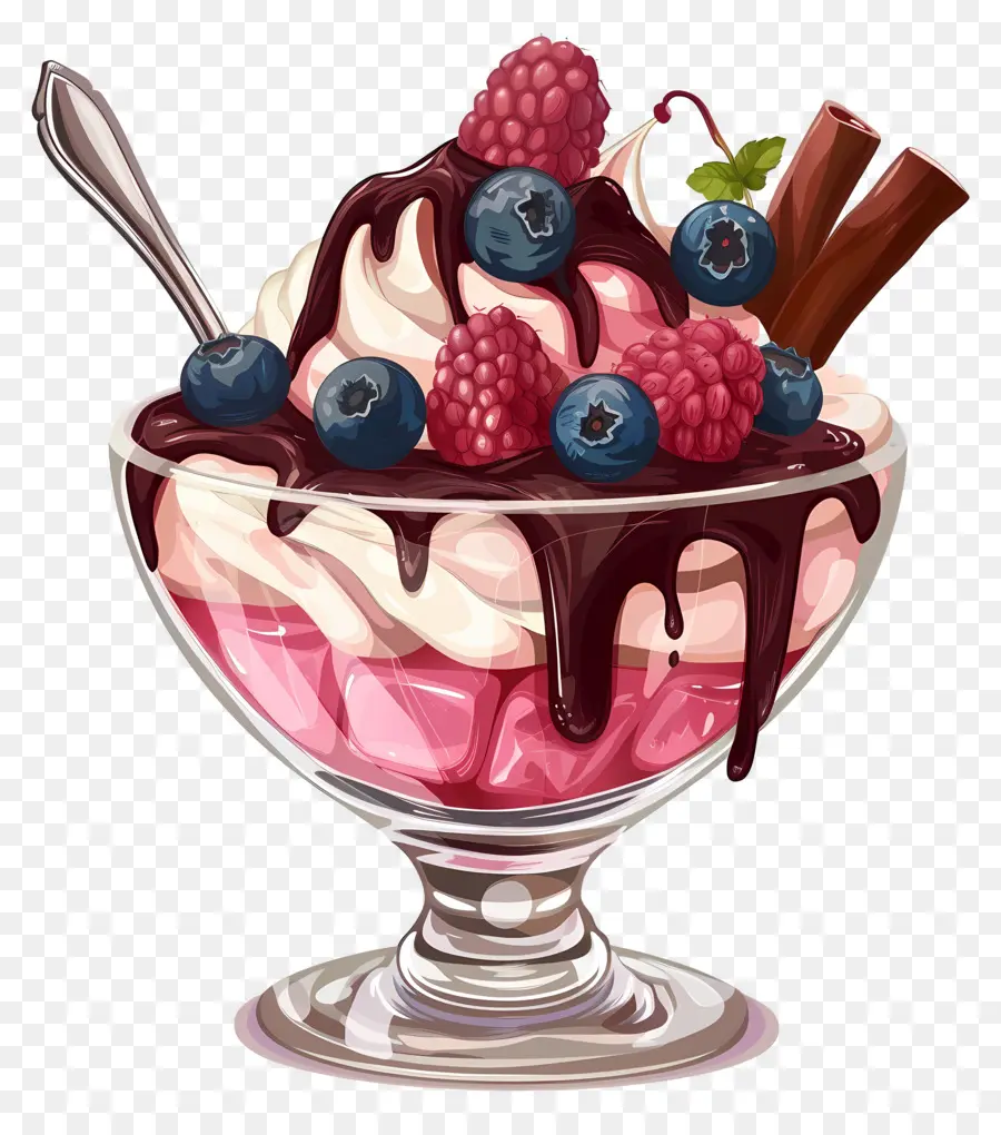 Sundae De Sorvete，Sundae De Frutas Vermelhas PNG