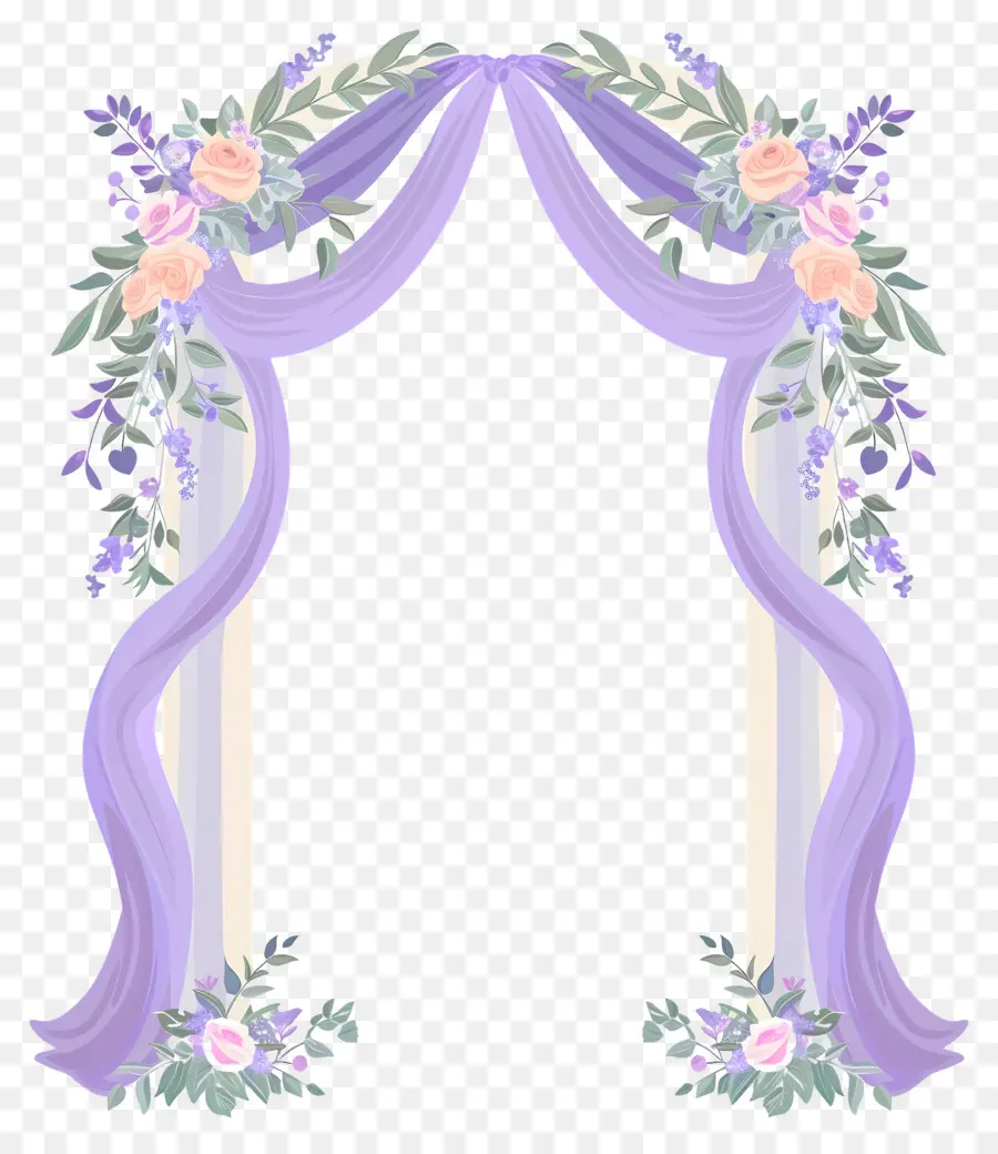 Arco De Casamento，Arco Floral Com Cortinas PNG