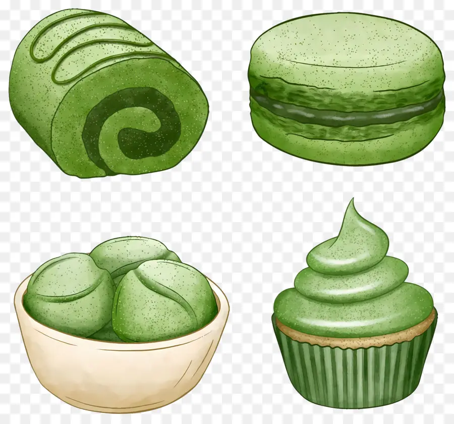 Sobremesa Matchá，Doces Verdes PNG