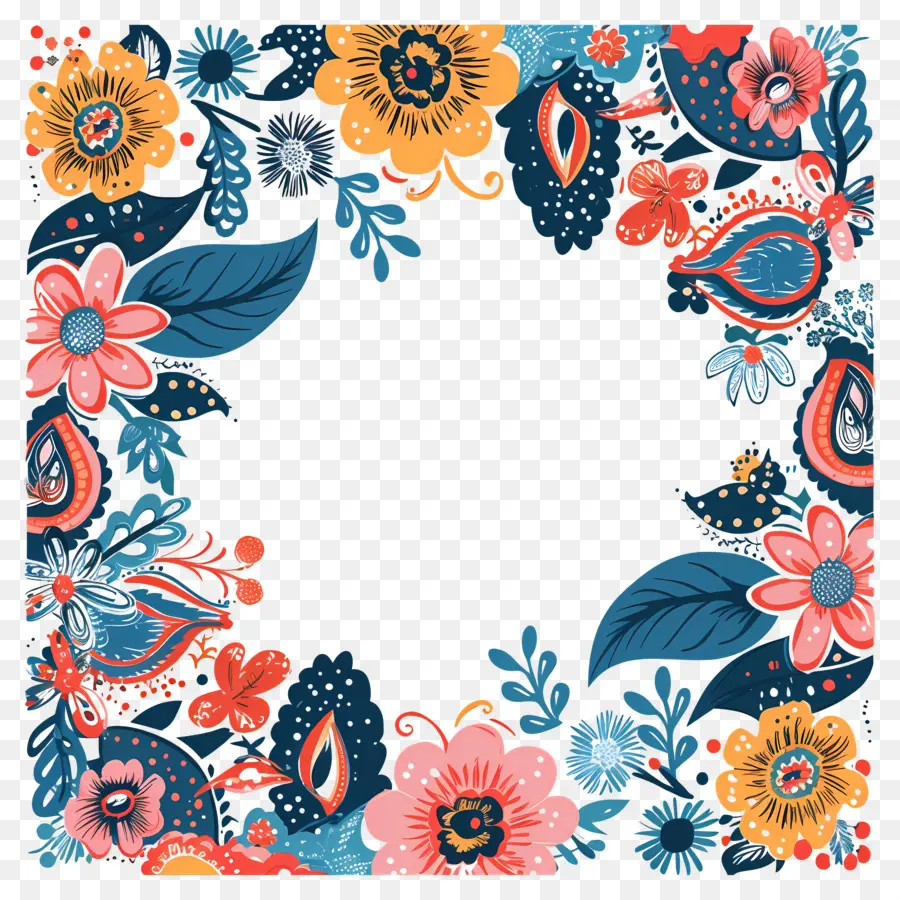 Moldura Floral，Moldura Floral Colorida PNG