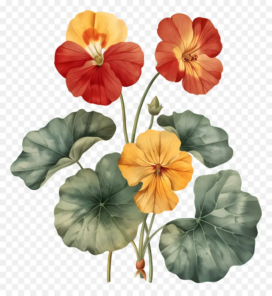 Flores Vintage，Flores Laranja PNG