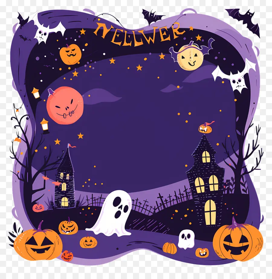 Moldura De Halloween，Cena De Halloween PNG