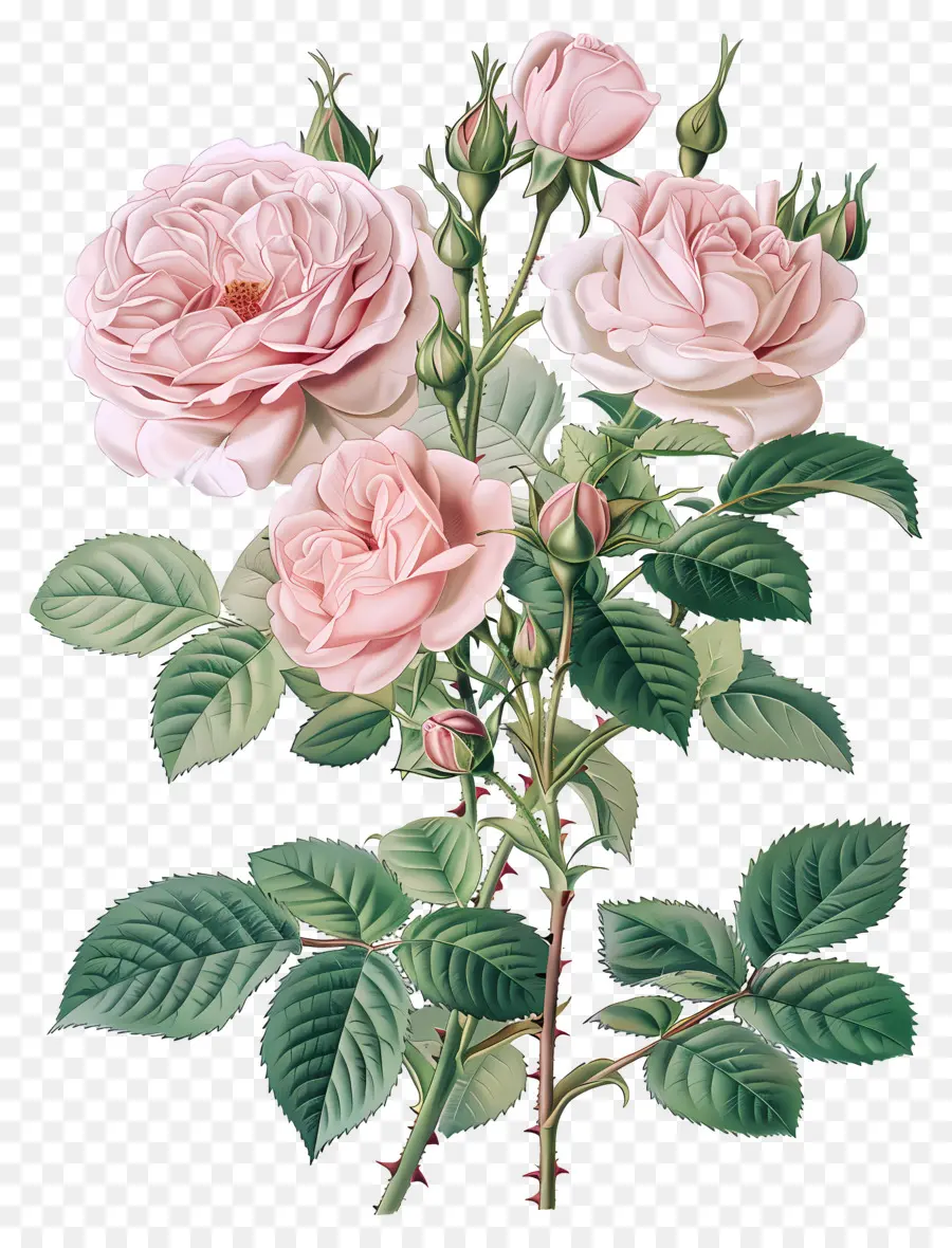 Flores Vintage，Rosa Rosa PNG