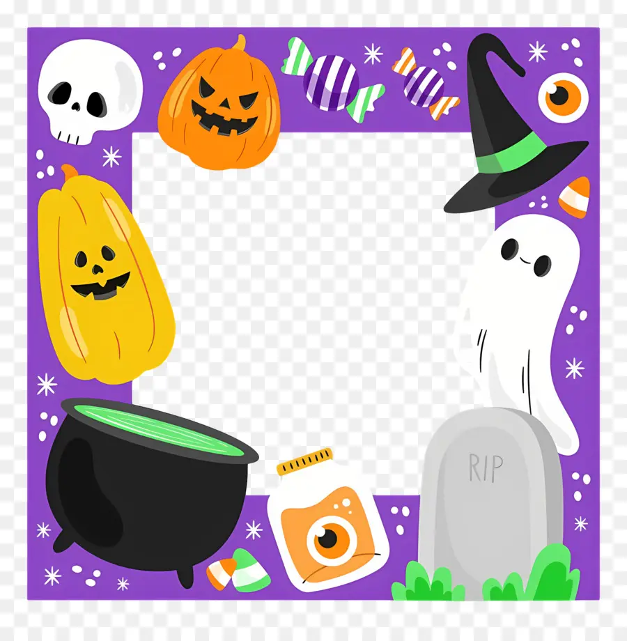 Moldura De Halloween，Elementos De Halloween PNG