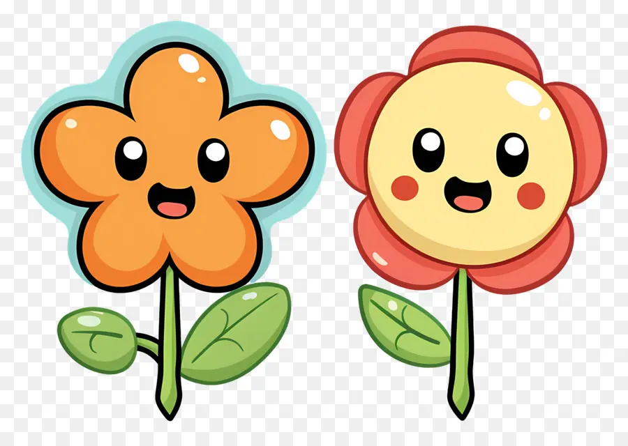 Emoji De Flor，Flores Fofas De Desenho Animado PNG