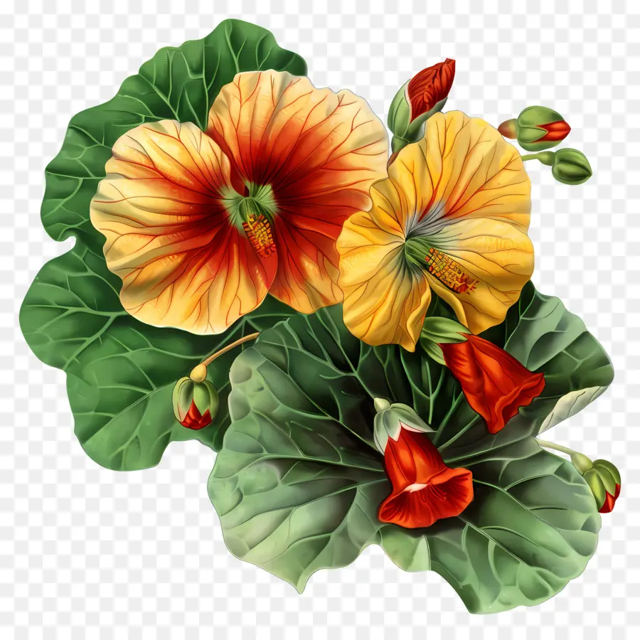 Flores Vintage，Flores Laranja E Amarelas PNG