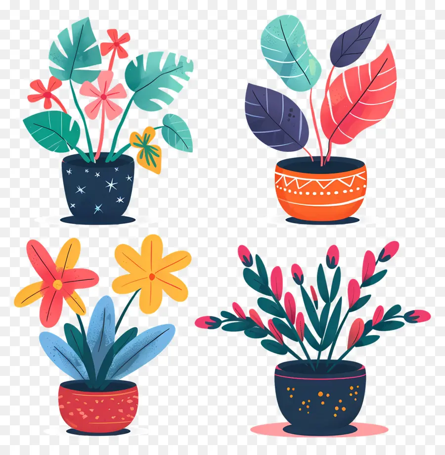 Vasos De Plantas，Vasos De Plantas Coloridas PNG