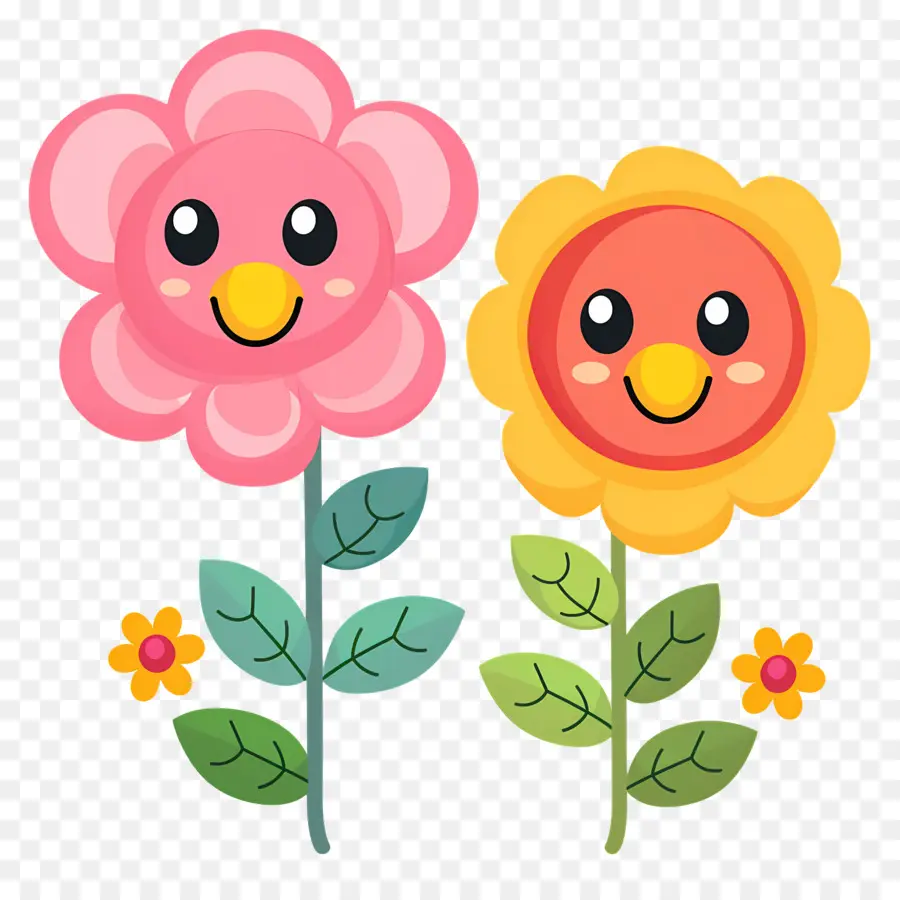 Emoji De Flor，Flores Coloridas De Desenho Animado PNG