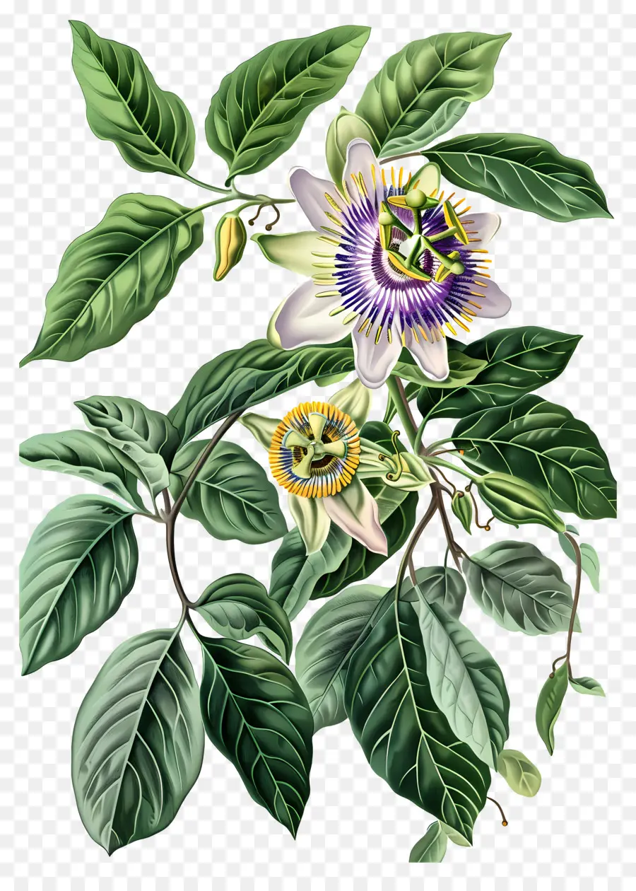 Flores Vintage，Passiflora PNG