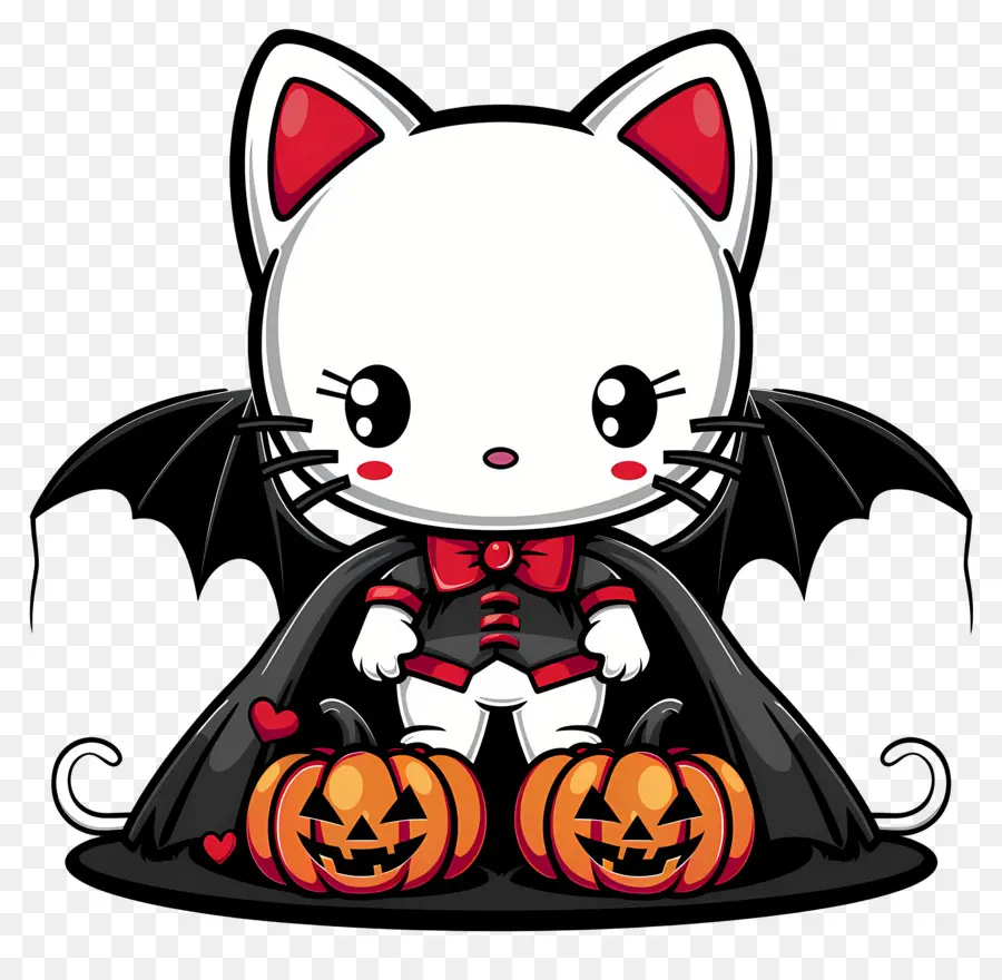 Olá Kitty Halloween，Gato Com Asas PNG