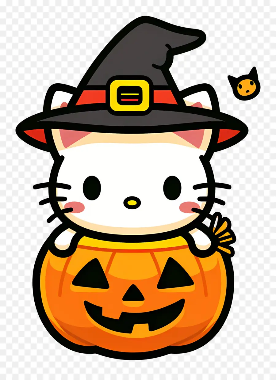 Olá Kitty Halloween，Gato Com Abóbora PNG