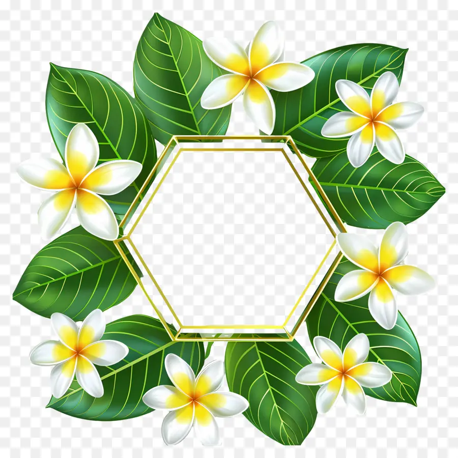 Flor De Frangipani，Moldura Floral Hexagonal PNG