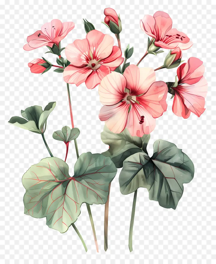 Flores Vintage，Gerânio Rosa PNG