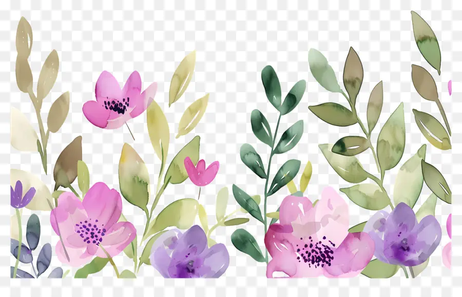 Flores Em Aquarela，Flores Coloridas PNG