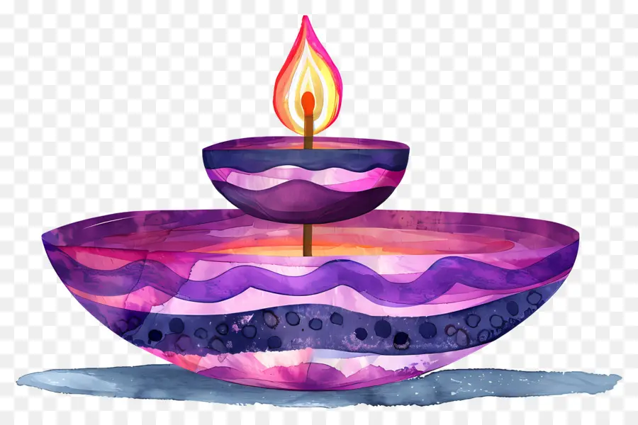 Diwali Diya，Grande Lamparina A óleo Com Lamparina Pequena PNG