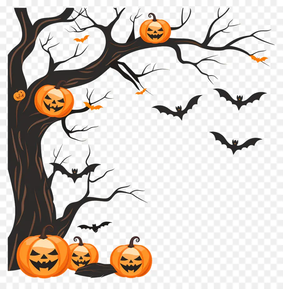 Árvore De Halloween，Abóboras De Halloween PNG