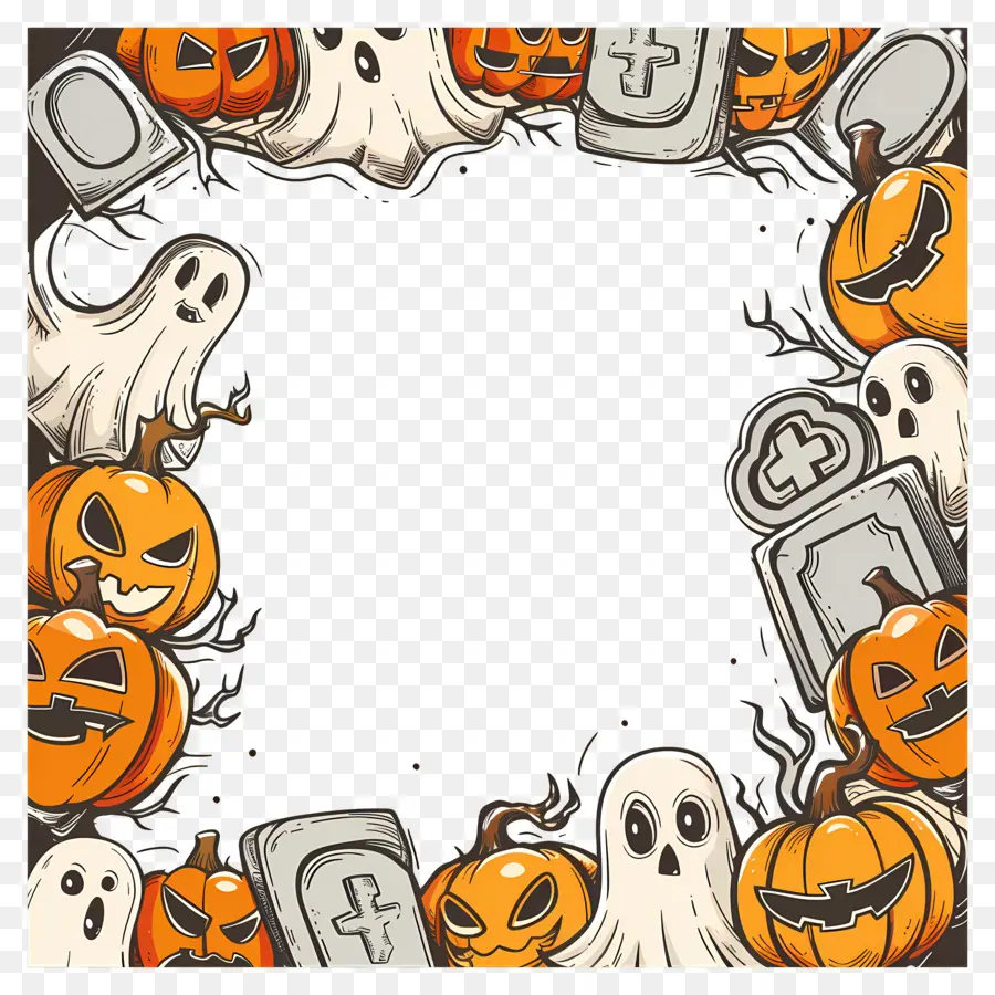 Moldura De Halloween，Abóboras PNG