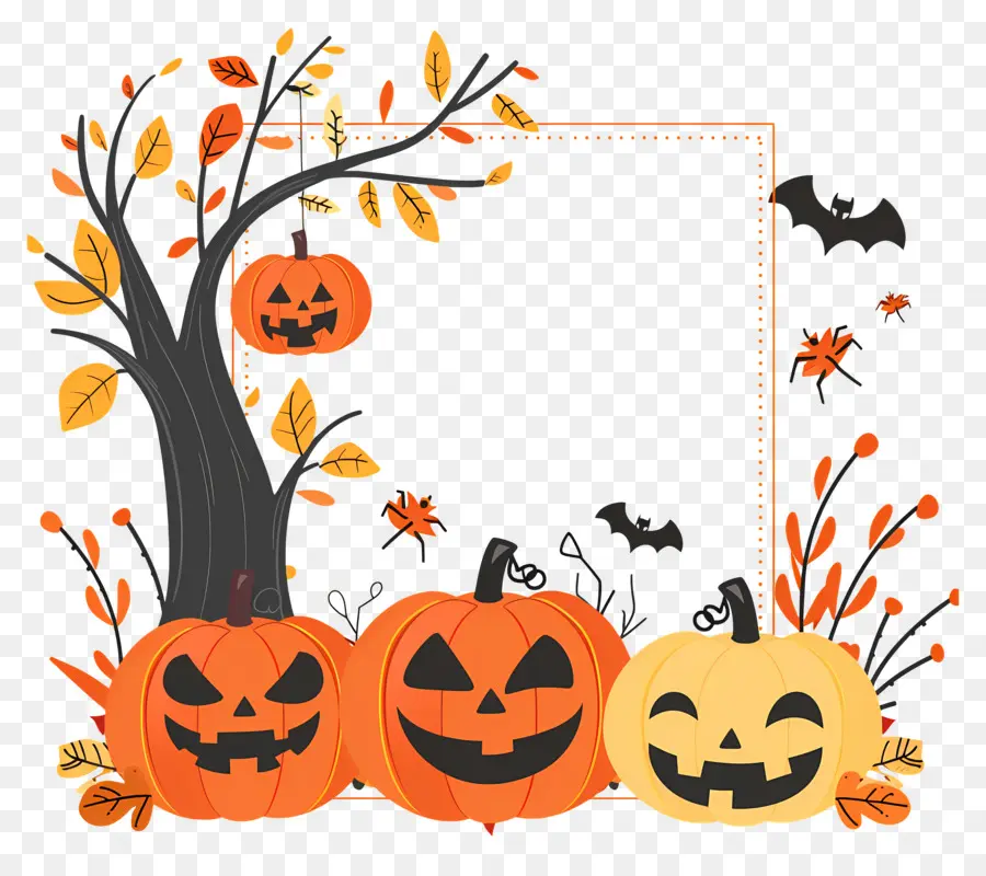 Moldura De Halloween，Abóboras De Halloween PNG