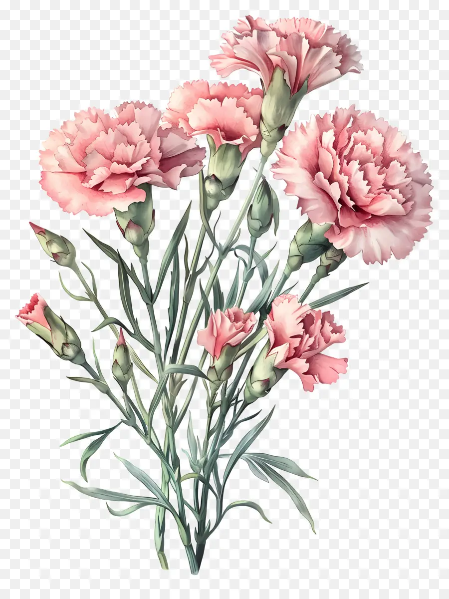 Flores Vintage，Cravos Vermelhos PNG